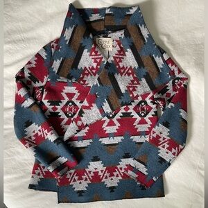 Cripple Creek Navajo Open Front Blanket Wrap Jacket - Women’s Small